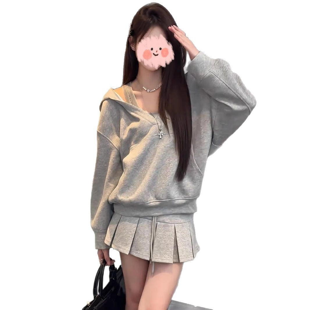 Women's Spring Hooded Sweatshirt Two-Piece Set