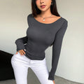 Sexy Style T-shirt For Autumn And Winter With A Large Backless Design Back Top Only