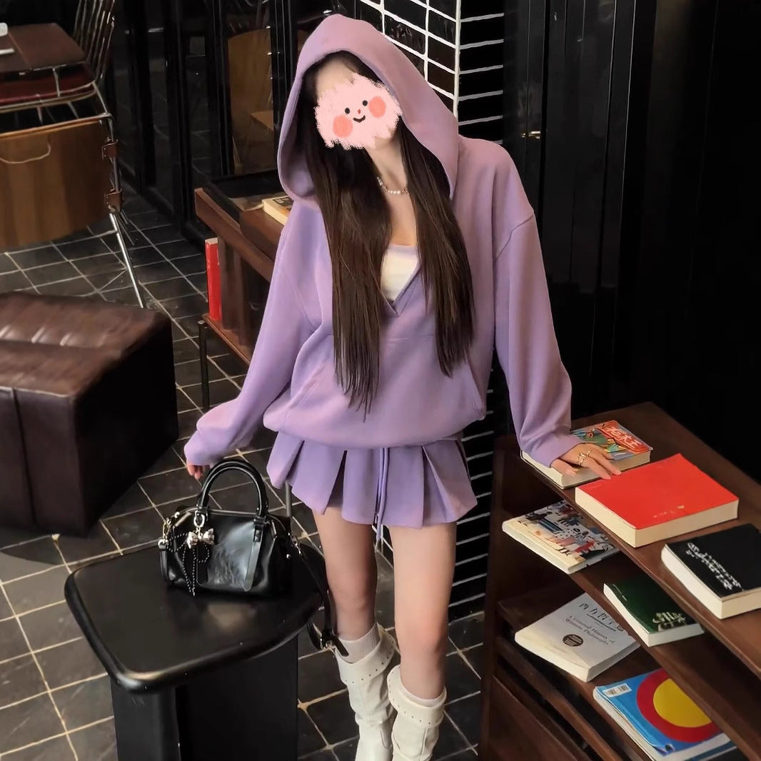 Women's Spring Hooded Sweatshirt Two-Piece Set