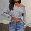 Autumn And Winter Women's New European And American Sexy V-neck Top T-shirt Casual Sports Fashion Cropped Sweatshirt